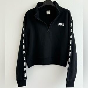 Victoria’s Secret Pink logo sleeve zip Crewneck Small
